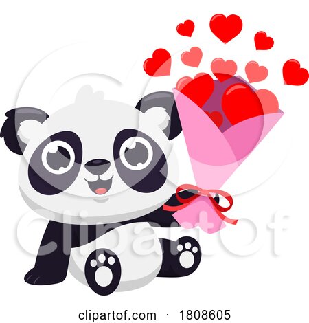 Cartoon Valentines Day Panda Mascot with Hearts by Hit Toon