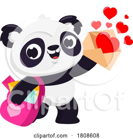 Cartoon Panda Mascot Character with Valentine Mail by Hit Toon