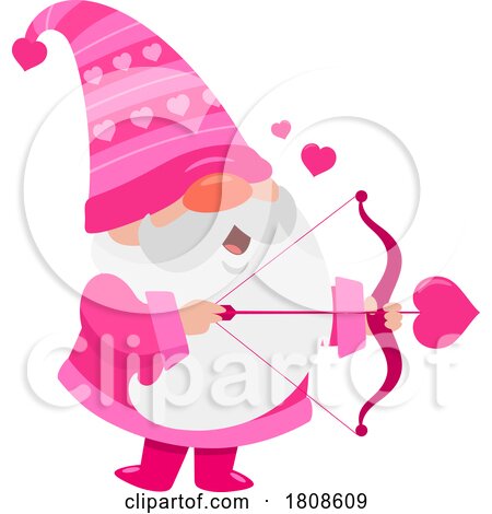 Cartoon Valentines Day Gnome Aiming Cupids Arrow by Hit Toon