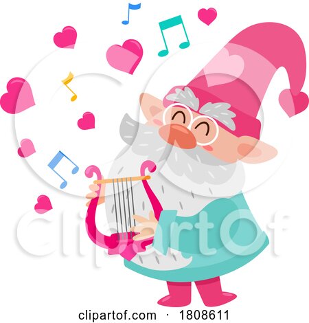 Cartoon Valentines Day Gnome Playing a Lyre by Hit Toon