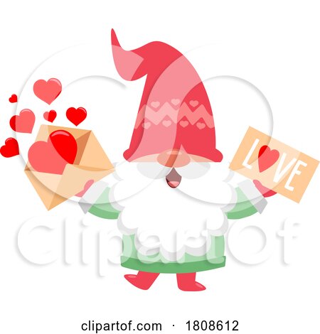Cartoon Gnome with a Love Letter or Valentine by Hit Toon