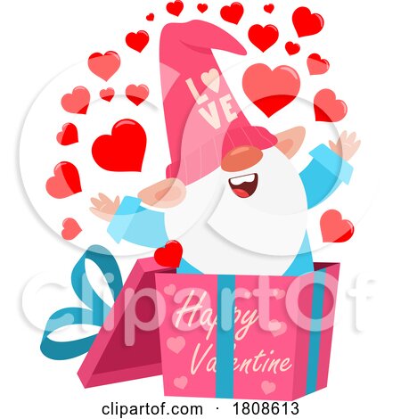 Cartoon Valentines Day Surprise Jumping out of a Gift Box by Hit Toon
