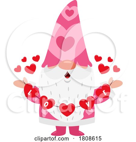 Cartoon Valentines Day Gnome with a Strand of Hearts by Hit Toon