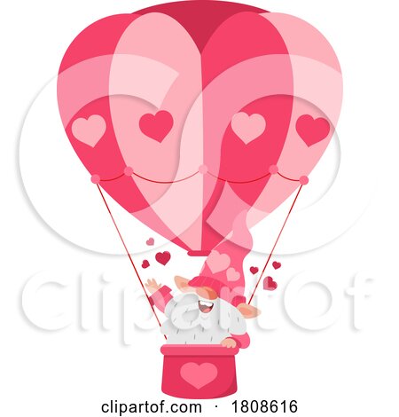 Cartoon Valentines Day Gnome in a Hot Air Balloon by Hit Toon