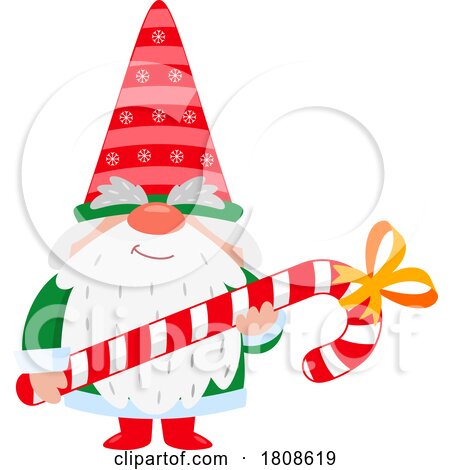 Cartoon Christmas Gnome Carrying a Candy Cane by Hit Toon