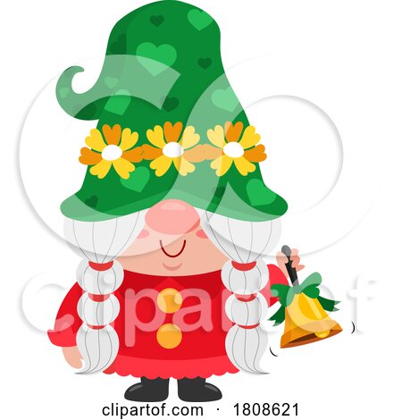 Cartoon Christmas Gnome Ringing a Bell by Hit Toon
