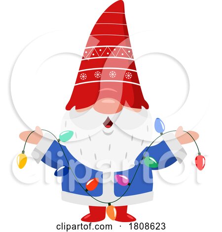 Cartoon Christmas Santa Gnome with Lights by Hit Toon