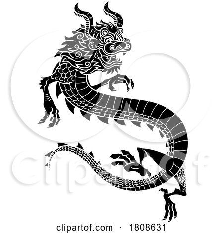 Black and White Chinese Dragon by Hit Toon