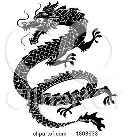 Black and White Chinese Dragon by Hit Toon