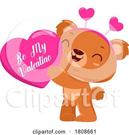 Cartoon Valentines Day Bear Mascot with a Heart by Hit Toon