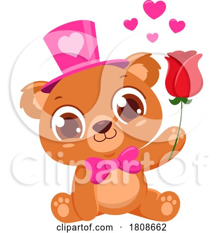 Cartoon Valentines Day Bear Mascot with a Rose by Hit Toon