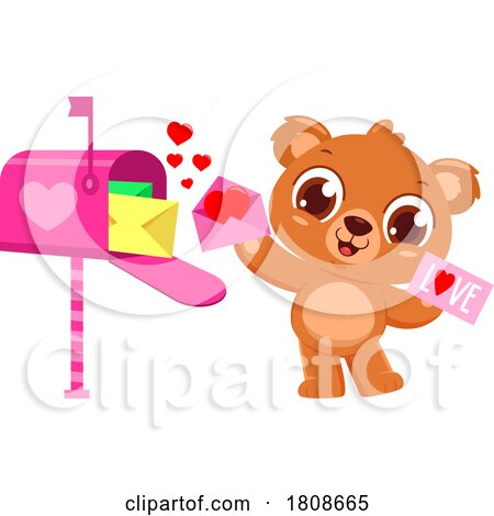 Cartoon Valentines Day Bear Mascot with Mail by Hit Toon