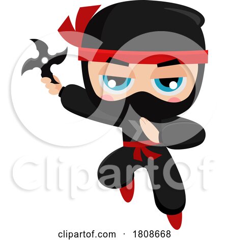 Cartoon Ninja Throwing a Shuriken by Hit Toon