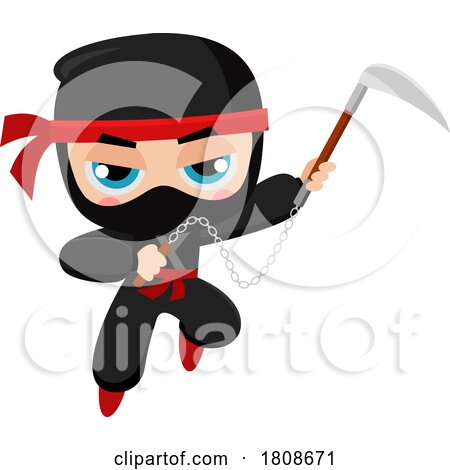 Cartoon Ninja Using a Kusarigama by Hit Toon