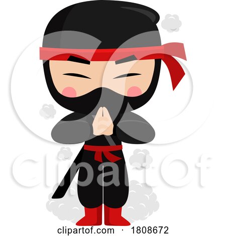 Cartoon Ninja Using the Technique of Emitting Smoke by Hit Toon