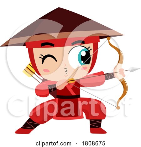 Cartoon Archer Ninja Girl by Hit Toon