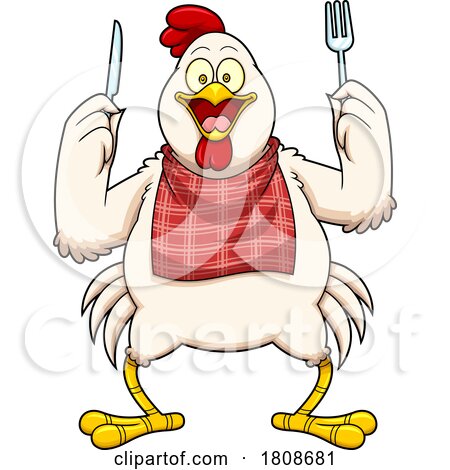 Cartoon Hungry Rooster Chicken Mascot Character by Hit Toon