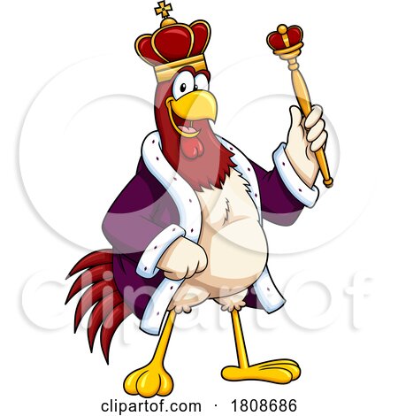 Cartoon King Rooster Chicken Mascot Character by Hit Toon