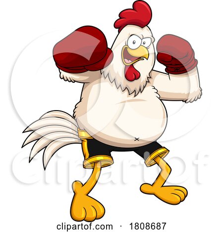 Cartoon Fighting Rooster Chicken Mascot Character by Hit Toon