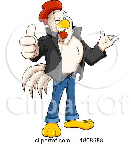 Cartoon Rockabilly Rooster Chicken Mascot Character by Hit Toon