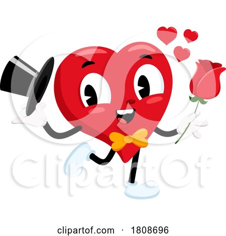 Cartoon Valentines Day Heart Mascot Being Romantic by Hit Toon