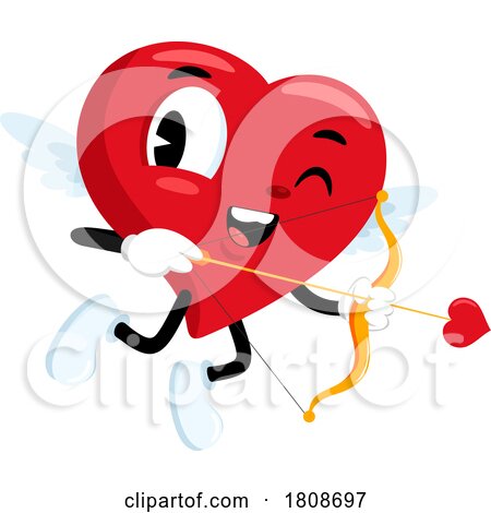 Cartoon Valentines Day Heart Mascot Aiming Cupids Arrow by Hit Toon