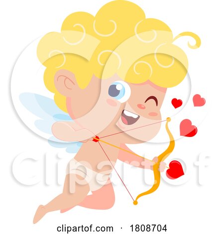 Cartoon Valentines Day Cupid with a Bow and Arrow by Hit Toon