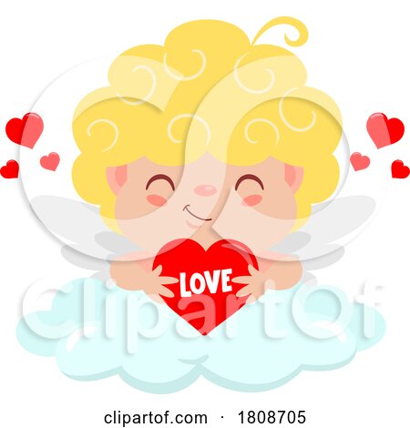 Cartoon Valentines Day Cupid with a Heart on a Cloud by Hit Toon