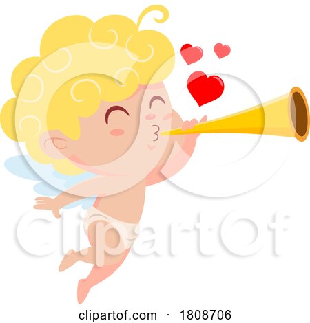 Cartoon Valentines Day Cupid with a Horn by Hit Toon