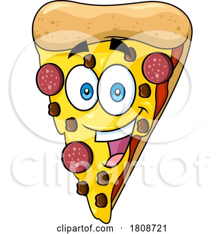 Cartoon Pizza Slice Mascot Royalty Free Licensed Stock Clipart by Hit Toon