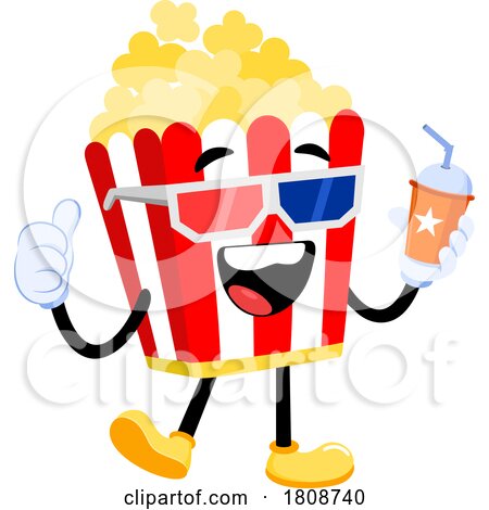 Cartoon Movie Popcorn Food Mascot Character by Hit Toon