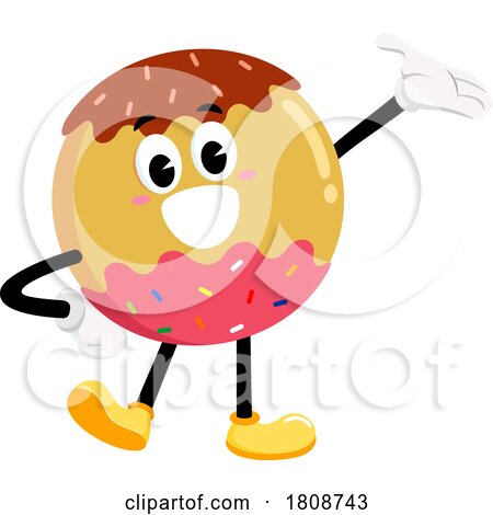 Cartoon Donut Food Mascot Character Presenting by Hit Toon