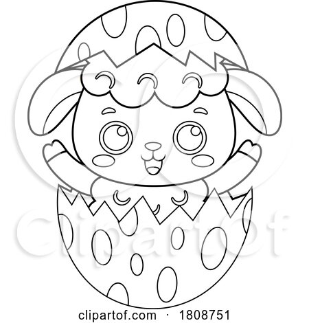 Cartoon Black and White Easter Lamb by Hit Toon