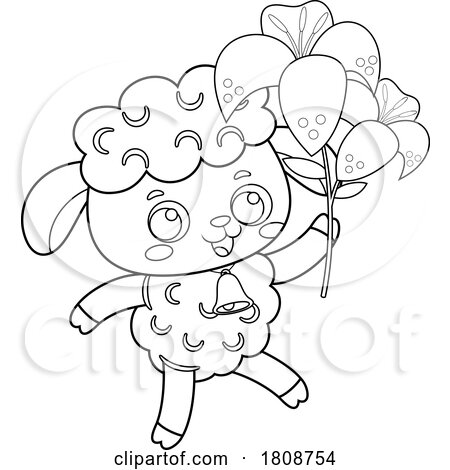 Cartoon Black and White Easter Lamb by Hit Toon