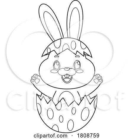 Cartoon Black and White Easter Bunny Rabbit by Hit Toon