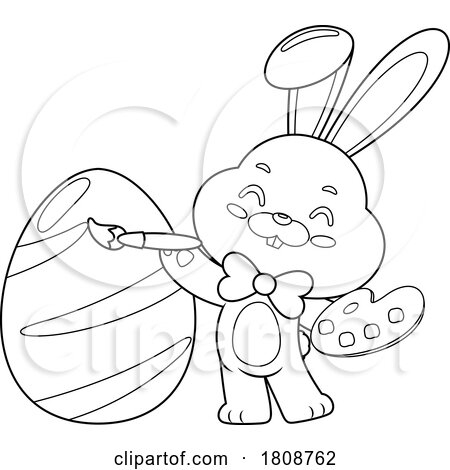 Cartoon Black and White Easter Bunny Rabbit by Hit Toon