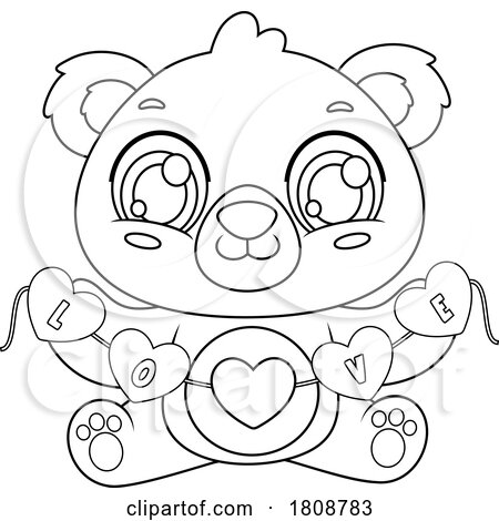 Cartoon Black and White Valentines Day Bear Mascot by Hit Toon