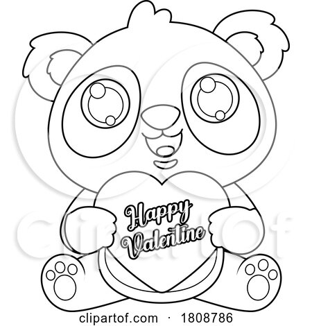 Cartoon Black and White Valentines Day Panda Mascot with a Heart by Hit Toon