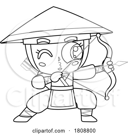 Cartoon Black and White Archer Ninja Girl by Hit Toon