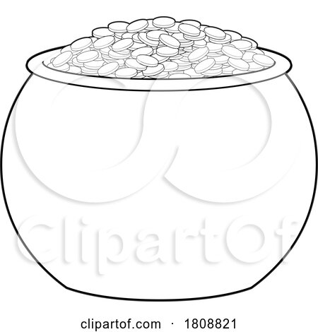 Cartoon Black and White Pot of Gold by Hit Toon