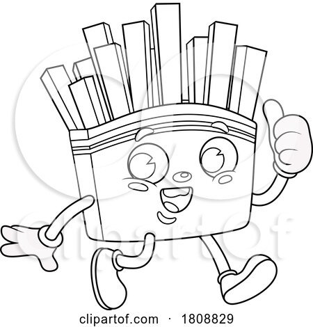 Cartoon Black and White French Fries Food Mascot Character by Hit Toon