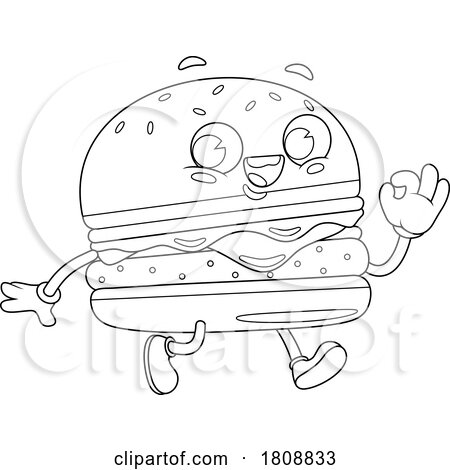 Cartoon Black and White Cheeseburger Food Mascot Character by Hit Toon