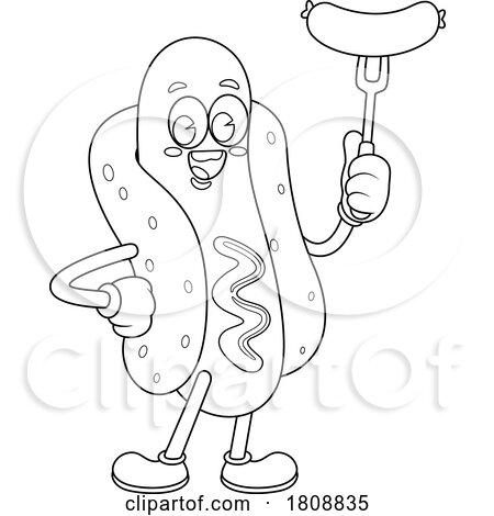 Cartoon Black and White Hot Dog Food Mascot Character by Hit Toon