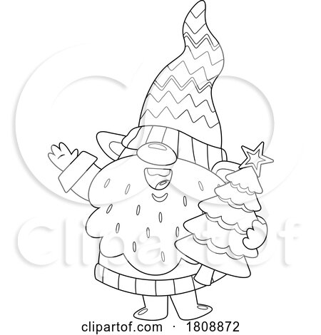 Cartoon Black and White Christmas Gnome by Hit Toon