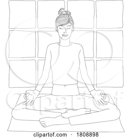 Woman Meditating Doing Yoga Pilates Illustration by AtStockIllustration