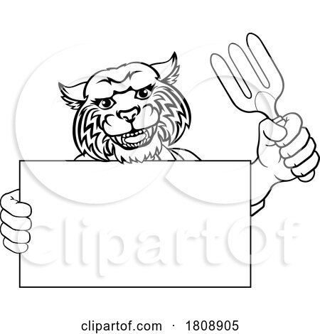 Gardener Wildcat Cartoon Tool Handyman Mascot by AtStockIllustration