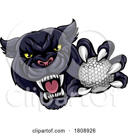 Panther Cougar Jaguar Cat Golf Ball Mascot by AtStockIllustration