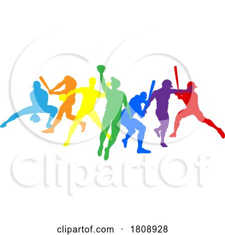 Baseball Silhouette Players Player Silhouettes by AtStockIllustration