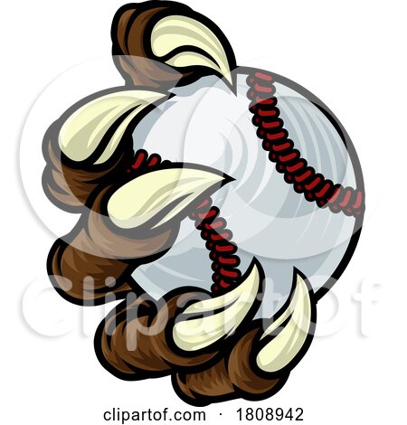 Baseball Ball Claw Cartoon Monster Animal Hand by AtStockIllustration