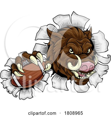 Boar Wild Hog Razorback Warthog Football Mascot by AtStockIllustration